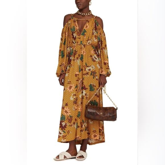 NWOT Ulla Johnson Noemi Cold Shoulder Long Sleeve Maxi Dress Size P(0) - Picture 3 of 15